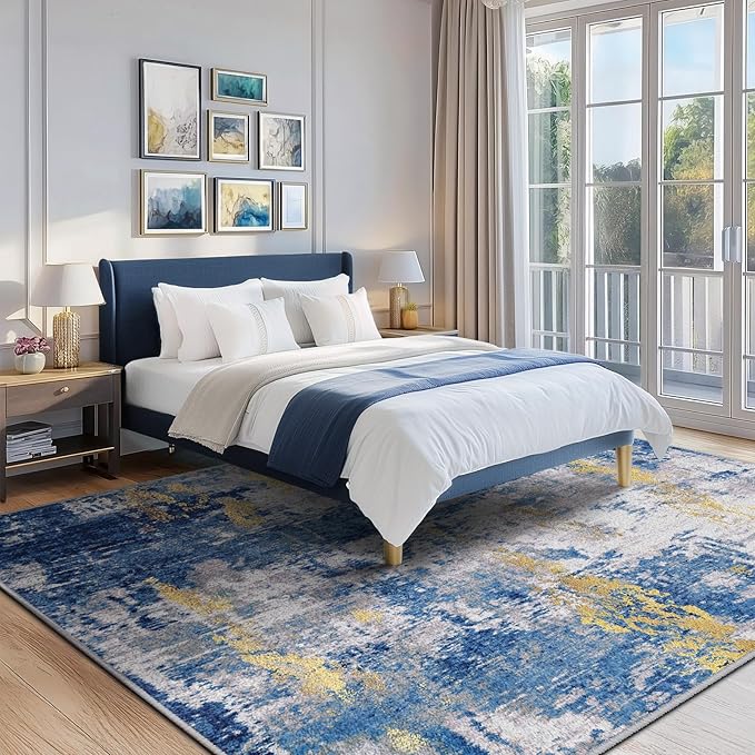 Washable Area Rugs 9'x12' Non-Slip Modern Abstract Soft - Image 6