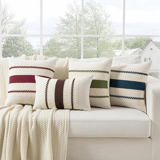 Fancy Homi Set of 1 Burgundy Boho Big Decorative Throw Pillow Covers 24x24 Inch - Image 6