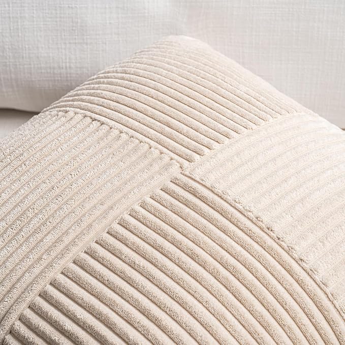 Fancy Homi 2 Packs Tan Decorative Throw Pillow Covers 20x20 Inch - Image 3
