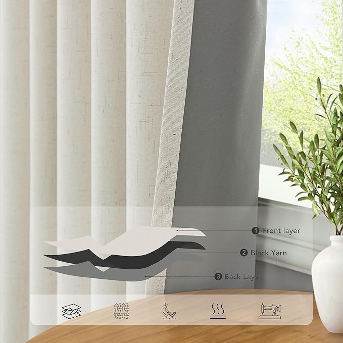 Pitalk Cold Weather Thermal Curtains Farm House Boho Black Out Room Darkening - Image 5