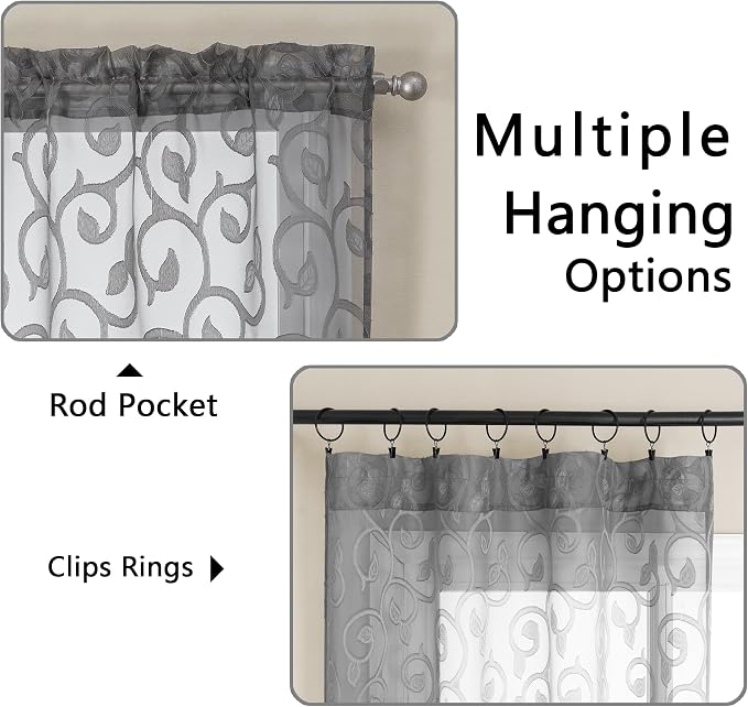 OWENIE Furman Grey Sheer Curtains 72 inches Long 2 Panels Set, Light Filtering - Image 4