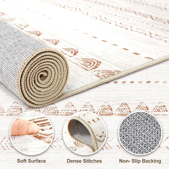 Nakagishi 10x12 Area Rug Living Room: Washable Boho Large Neutral Modern Soft - Image 3