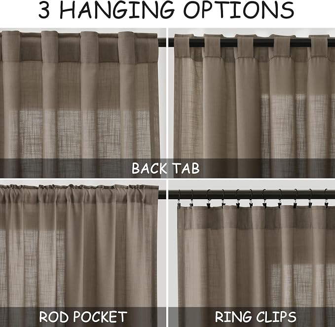 Nanspring Dark Taupe Linen Curtains - Image 3