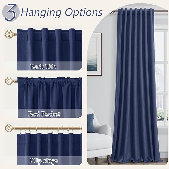 Guken 100% Blackout Curtains 120 Inch Length 2 Panels Set - Image 5