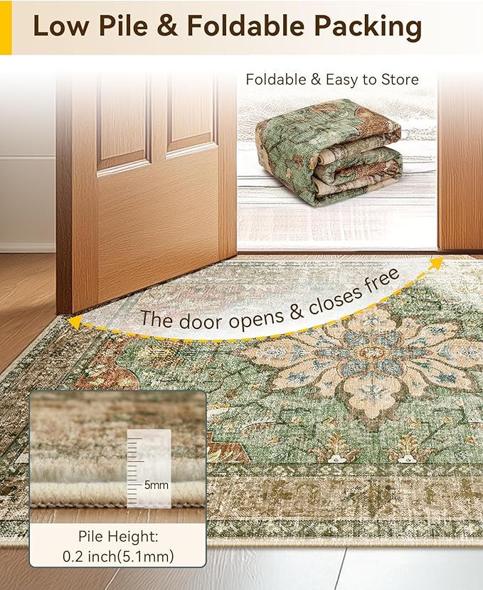 RELEANY Area Rugs 3'x7' Runner Rug Non Slip Washable - Image 5