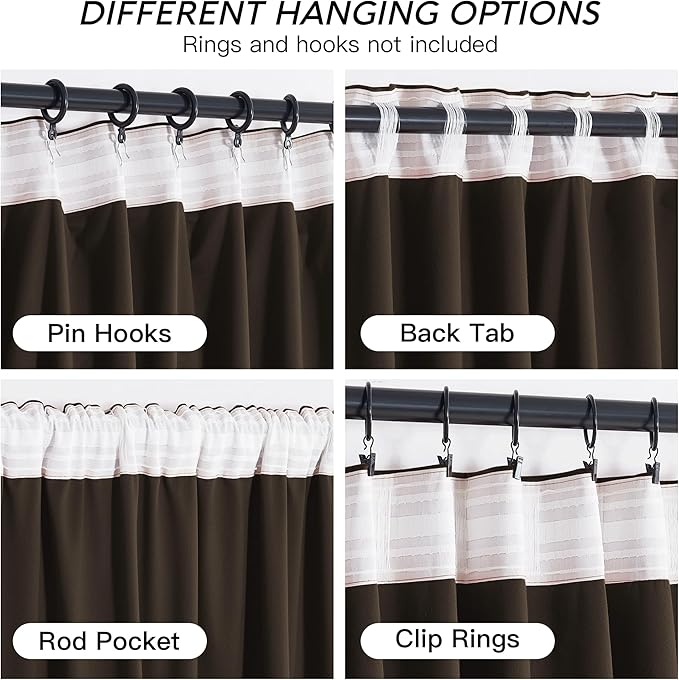 RYB HOME Brown Velvet Curtains 63 inches - Image 4