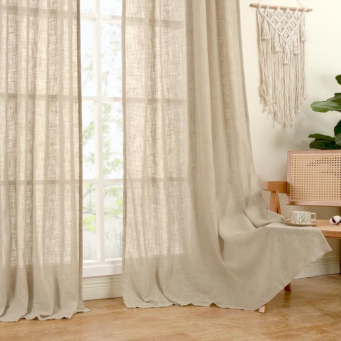 LAMIT Sheer Linen Curtains 63 Inches Long - Image 9