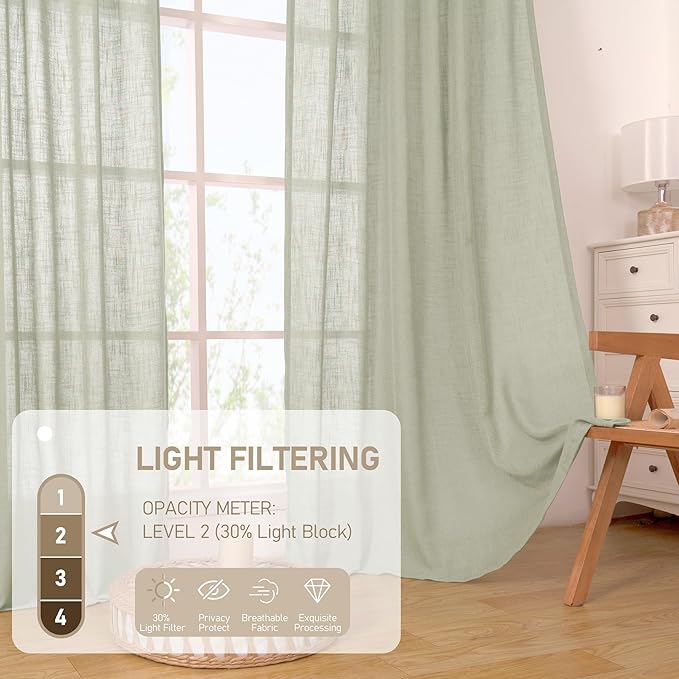 LAMIT 45 Inch Length Linen Curtains - Image 5