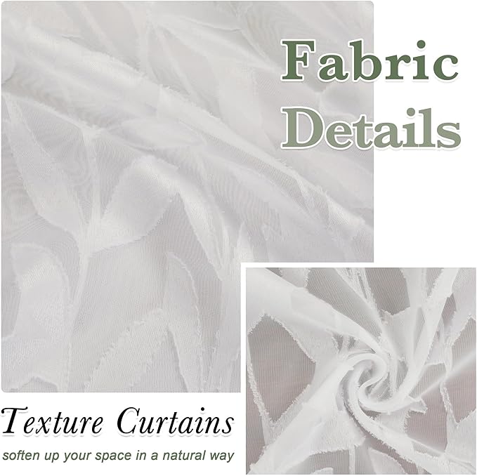 Lecloud Leia Ivory Sheer Curtains 63 Inch Length 2 Panels, Rustic Light - Image 4
