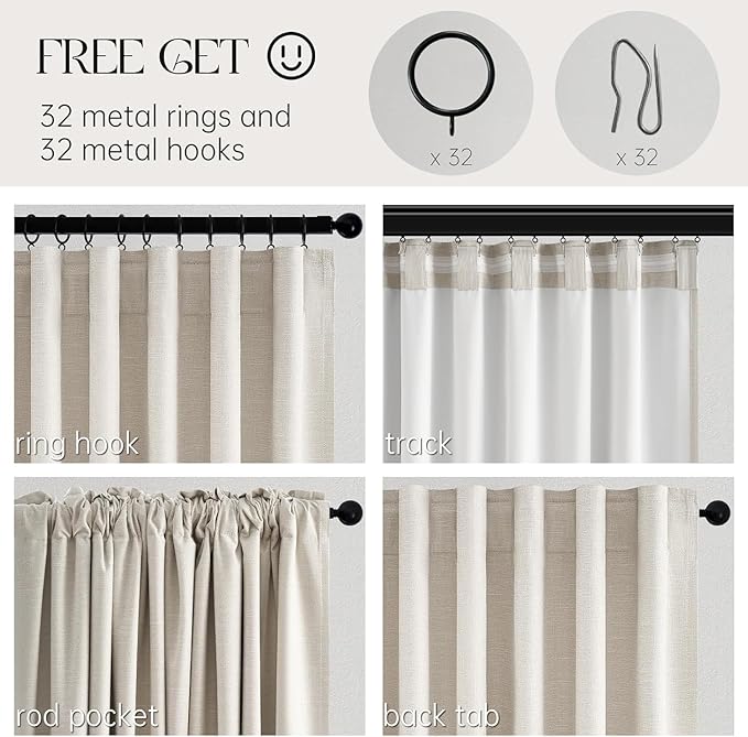 Birch Cream Extra Wide 72 Inches Blackout Curtains - Image 4