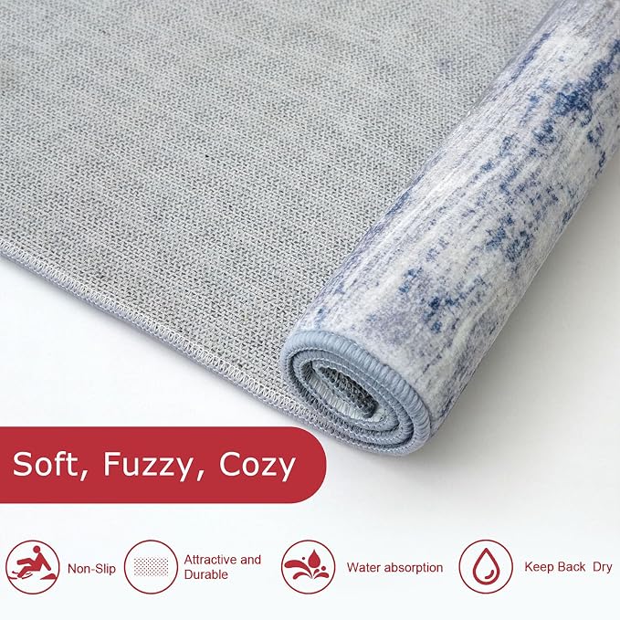 KOZYFLY Modern Abstract Washable Rug Runner 2.6x10 Hallway Rug Runner Non-Slip - Image 6