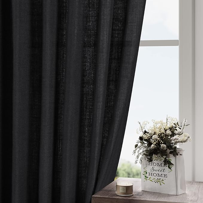 Nanspring Black Extra Long Curtain 130 inches Long 2 Panels Set - Image 2