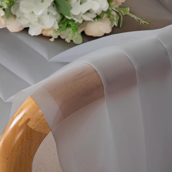 Chyhomenyc Sheer Light Grey Tier Curtains 24 Inch Length, Small Window Curtains - Image 5