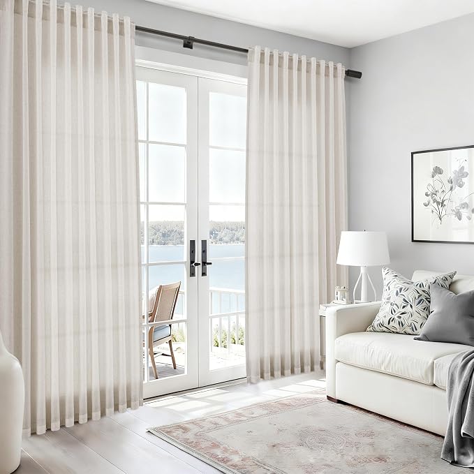 Nanspring Pearl White Linen Curtains 84 Inches Long - Image 6