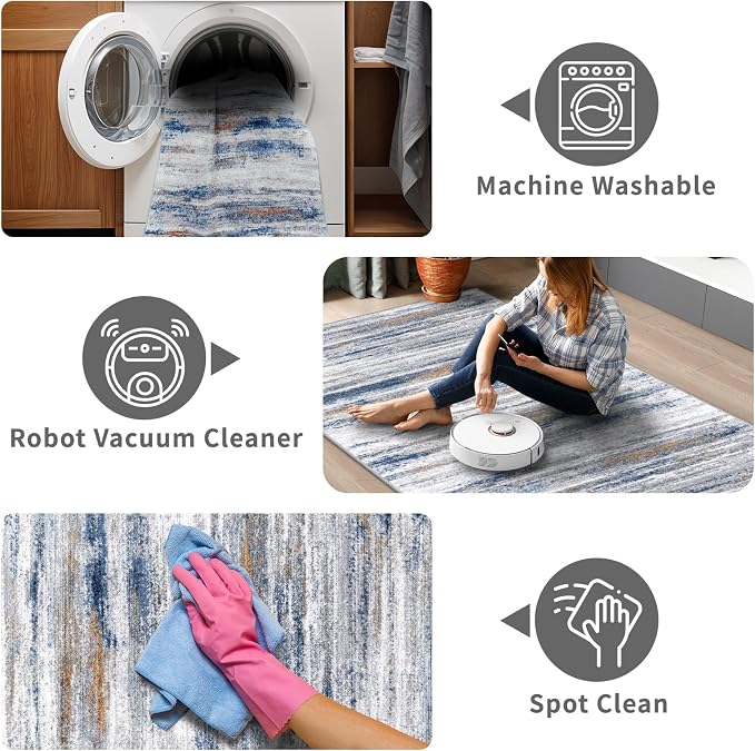 3x9 Washable Runner Rug for Family: Easy-to-Clean Runners for Hallway Entryway - Image 4