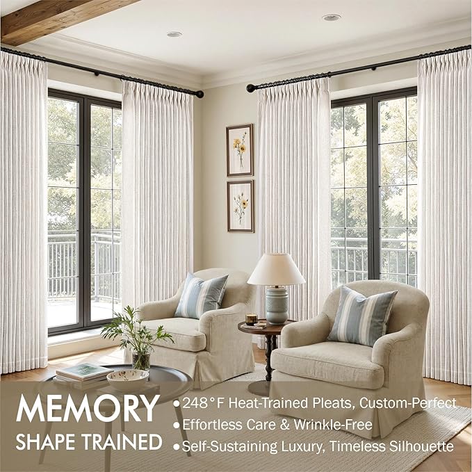 MIULEE Extra Wide 60 Inch Width Pinch Pleated Thick Linen Curtains 90 Inches - Image 2