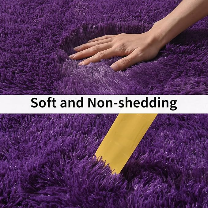 Soft Runner Rugs for Bedroom Hallways, 2x3 Purple Fluffy Shag Throw Area Rug - Image 4