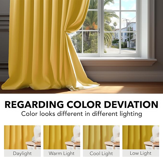 Deconovo Blackout Curtains, Thermal Insulated, W52 x L63 2 Panels, Back Tab - Image 6