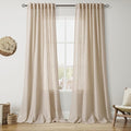 Nanspring Grey Flax Curtains 90 Inch Length 2 Panels Set by Nanspring