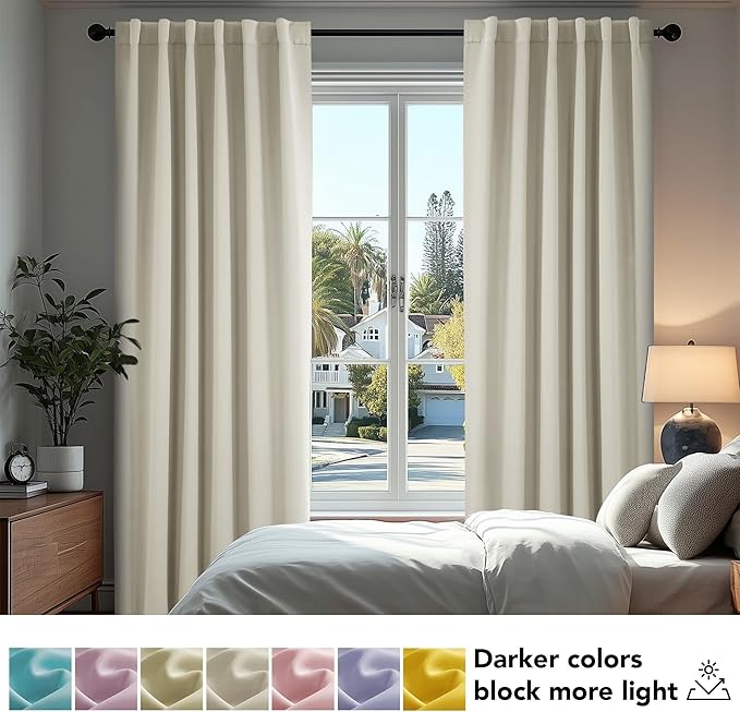 Deconovo Blackout Curtains, Thermal Insulated, W70 x L95 2 Panels, Back Tab - Image 4