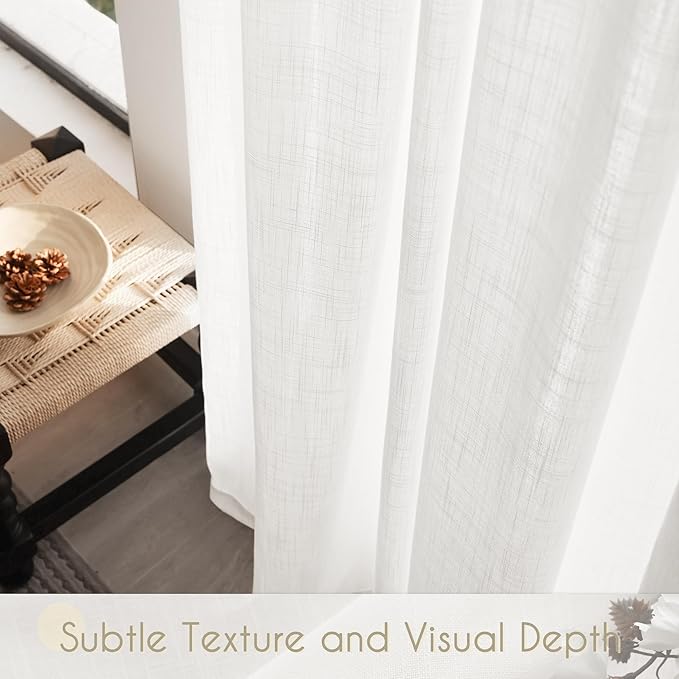 Linen White Curtains 84 inches Long - Image 3