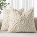 decorUhome Throw Pillow Covers 18x18 Inch Set of 2, Soft Plush Faux Wool Beige by decorUhome