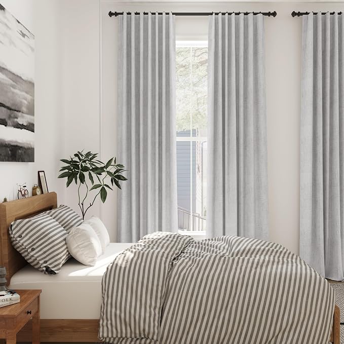 Nanspring Grey Linen Curtains 120 Inch Extra Long - Image 7