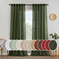MIULEE Olive Green Linen Curtains 90 Inch Long by MIULEE