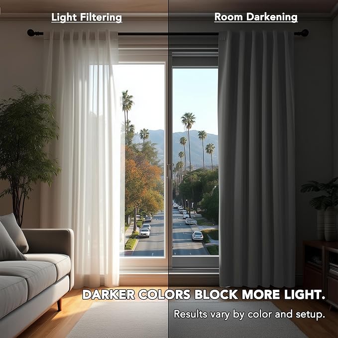 Deconovo Blackout Curtains, Thermal Insulated, W70 x L95 2 Panels, Back Tab - Image 3