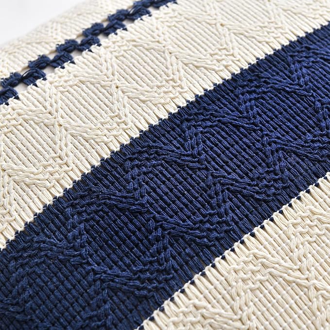 Fancy Homi Set of 1 Navy Blue Decorative Throw Pillow Covers 20x20 Inch - Image 4