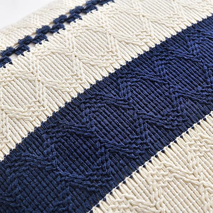 Fancy Homi Set of 1 Navy Blue Decorative Throw Pillow Covers 16x16 Inch - Image 4