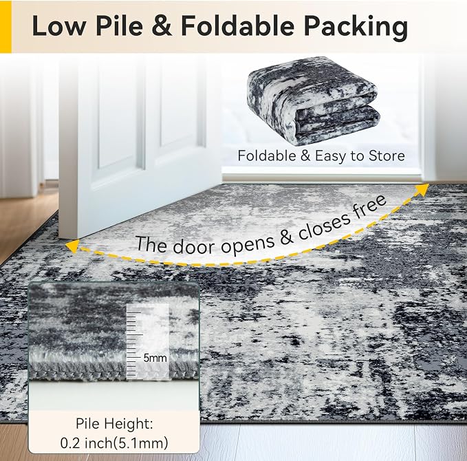 Washable Area Rugs 5'x7' Non-Slip Modern Abstract Soft - Image 5