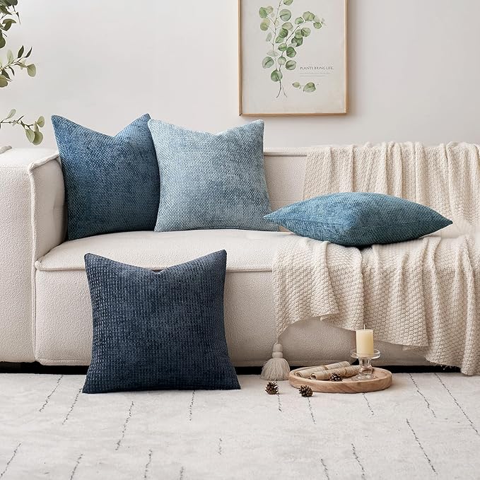 MIULEE Pack of 2 Couch Throw Pillow Covers 18x18 Inch Coastal Smoke Blue Modern - Image 2
