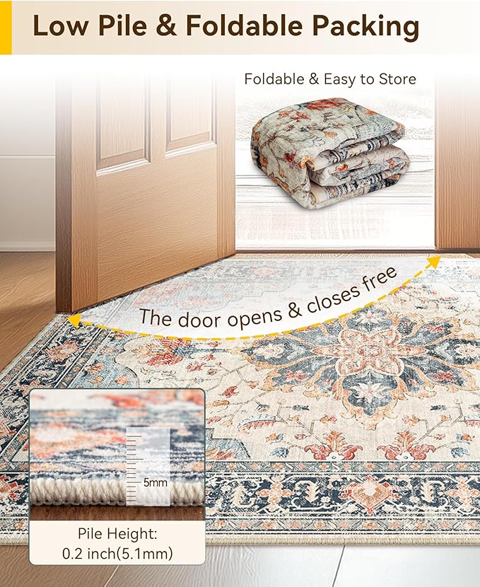 RELEANY Area Rugs 3'x8' Runner Rug Non Slip Washable - Image 6