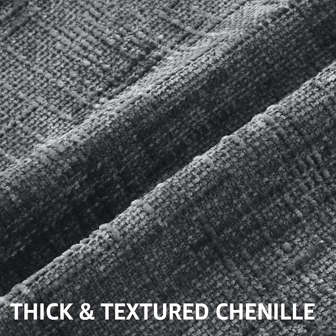 decorUhome Dark Grey Chenille Throw Pillow Covers 18x18 Set of 2 Textured Soft - Image 2