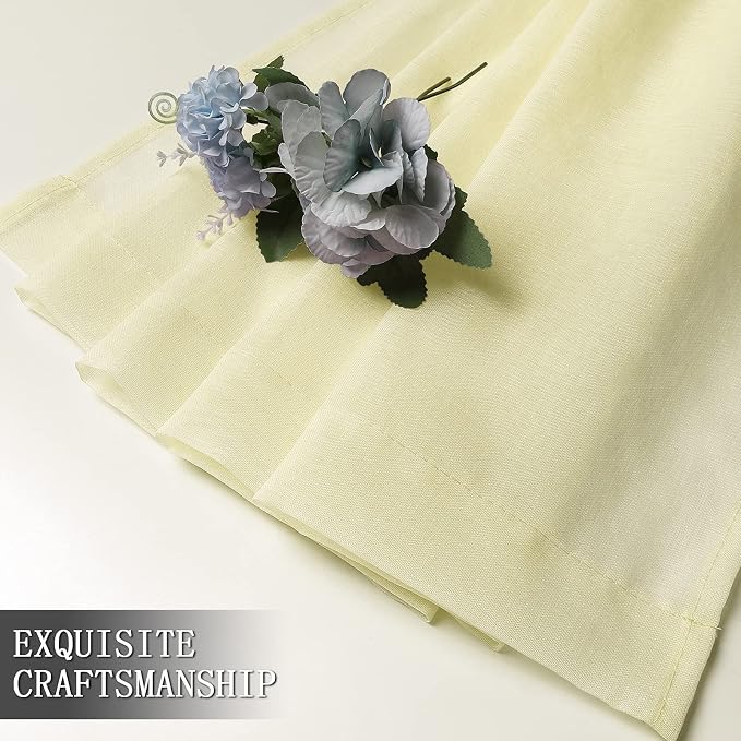 Tollpiz Short Sheer Curtains Living Room Linen Textured Curtain Sheers Light - Image 7
