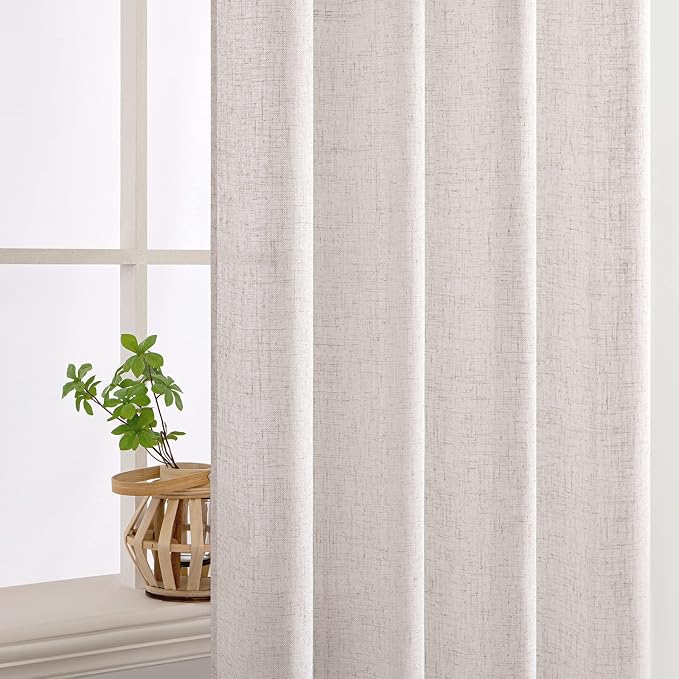 MIULEE White Linen Curtains 54 Inch Length 2 Panels - Image 5