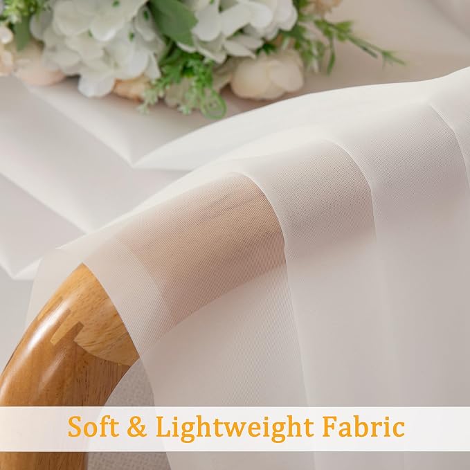 Gwine Ivory Sheer Kitchen Curtains 36 Inch Length, Light Filtering Voile Soft - Image 7