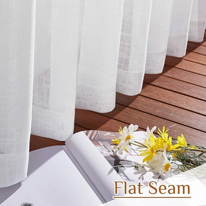 NICETOWN Semi Sheer Curtains 84 inches Length, Rod Pocket & Back Tab Linen - Image 7