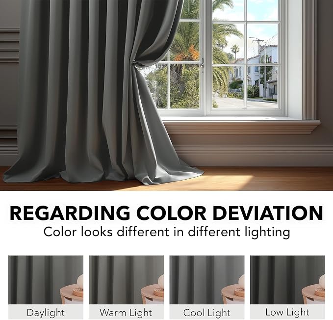 Deconovo Blackout Curtains, Thermal Insulated, W70 x L108 2 Panels, Back Tab - Image 6