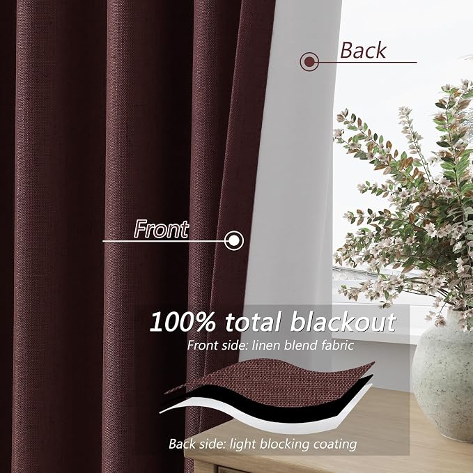 Guken 100% Blackout Curtains 90 Inch Length 2 Panels Set - Image 5