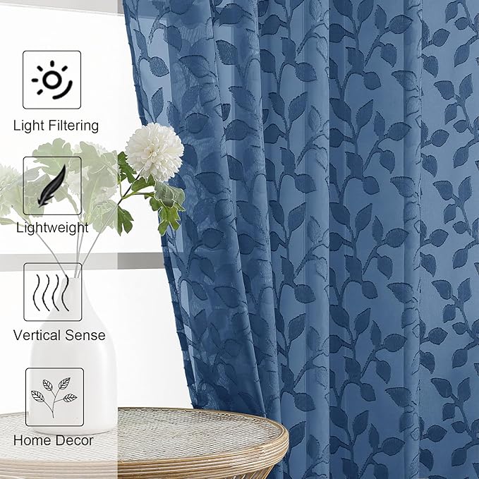 Chyhomenyc Dusty Blue Sheer Valances - Image 3