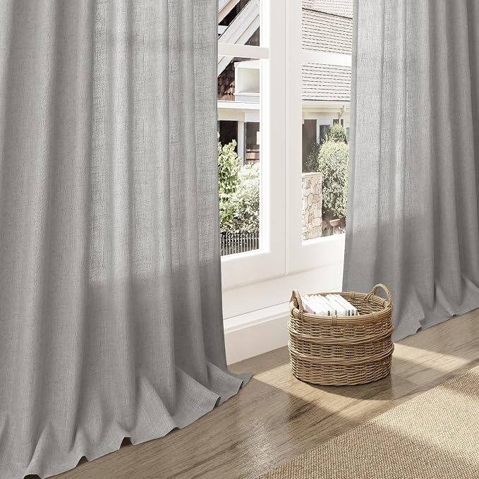Nanspring Light Gray Linen Curtains 90 Inches Long - Image 5