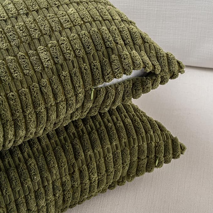 Fancy Homi 4 Packs Boho Moss Green Decorative Throw Pillow Covers 24x24 Inch - Image 3