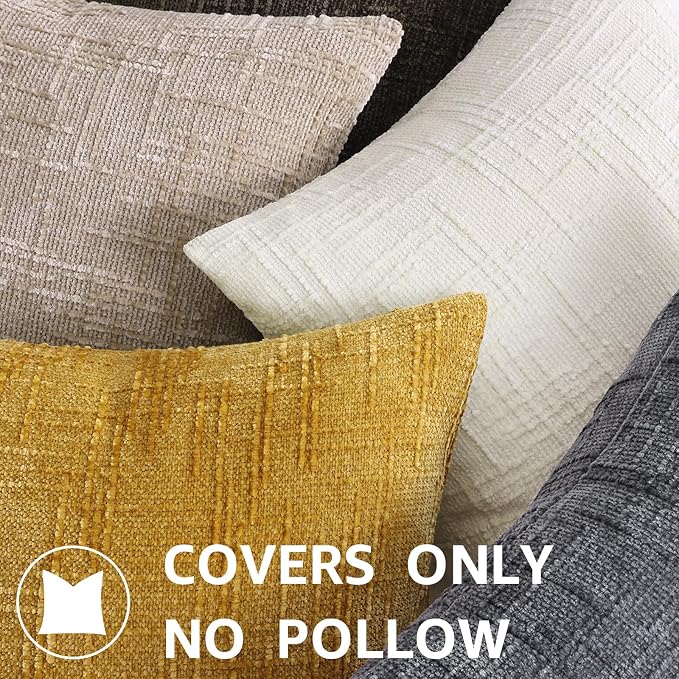 decorUhome Dark Brown Chenille Throw Pillow Covers 20x20 Set of 2 Textured Soft - Image 8