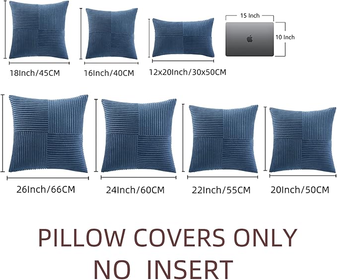 Fancy Homi 2 Packs Dusty Blue Decorative Throw Pillow Covers 20x20 Inch - Image 7