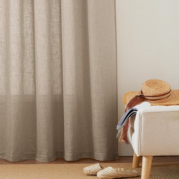 RYB HOME Natural Linen Blend Sheer Curtains - Image 5