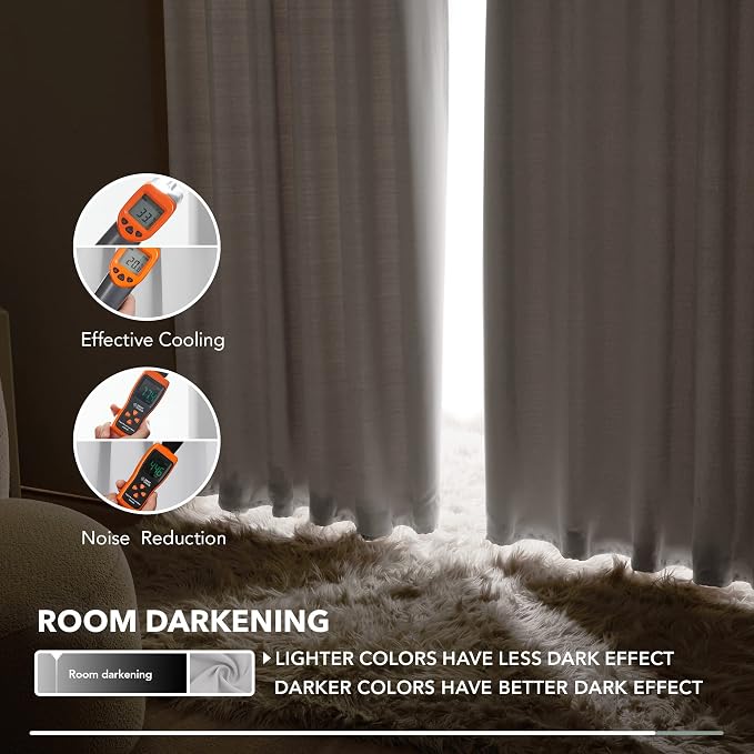 Deconovo Blackout Curtains, Thermal Insulated, W52 x L45 2 Panels, Back Tab - Image 6
