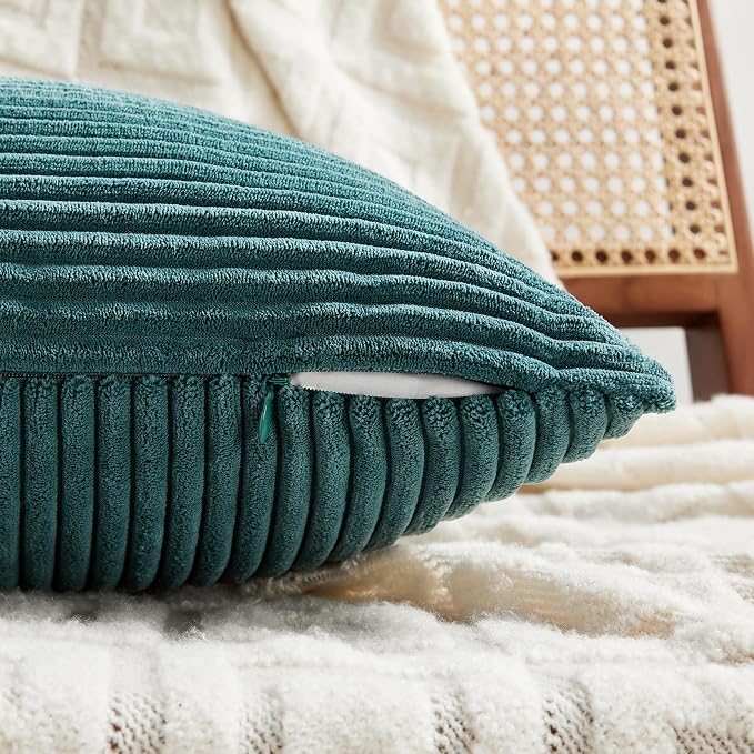 Fancy Homi 2 Packs Teal Lumbar Decorative Throw Pillow Covers 16x32 Inch - Image 4