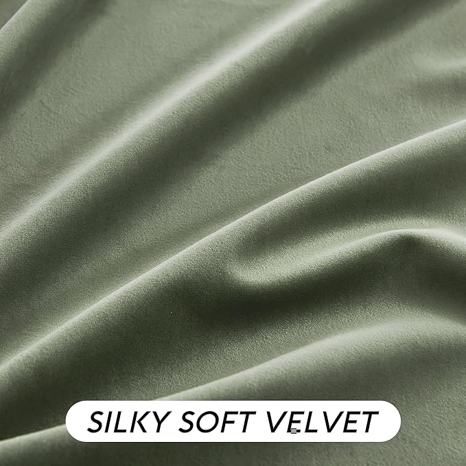 RYB HOME Sage Green Velvet Curtains - Image 3